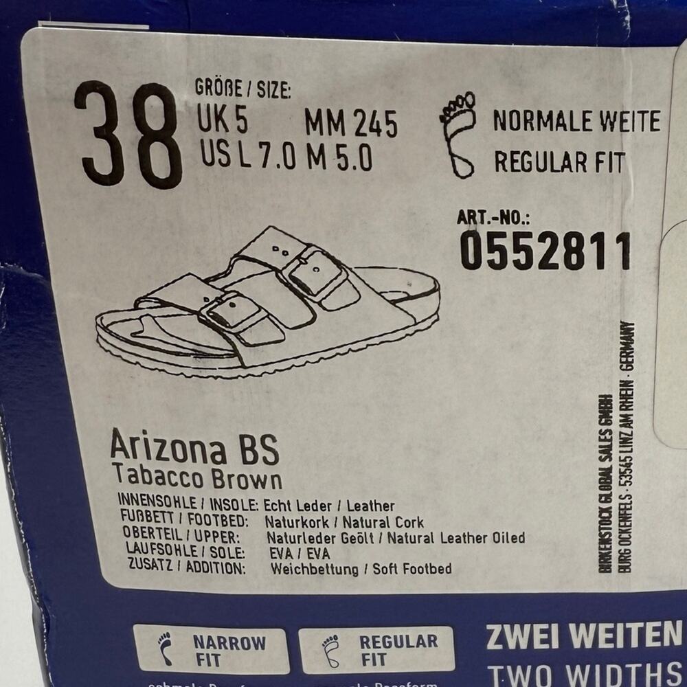 NIB • Birkenstock Arizona Soft Footbed Oiled Leather Size:38 L7/M5- Normal Width - Picture 8 of 8